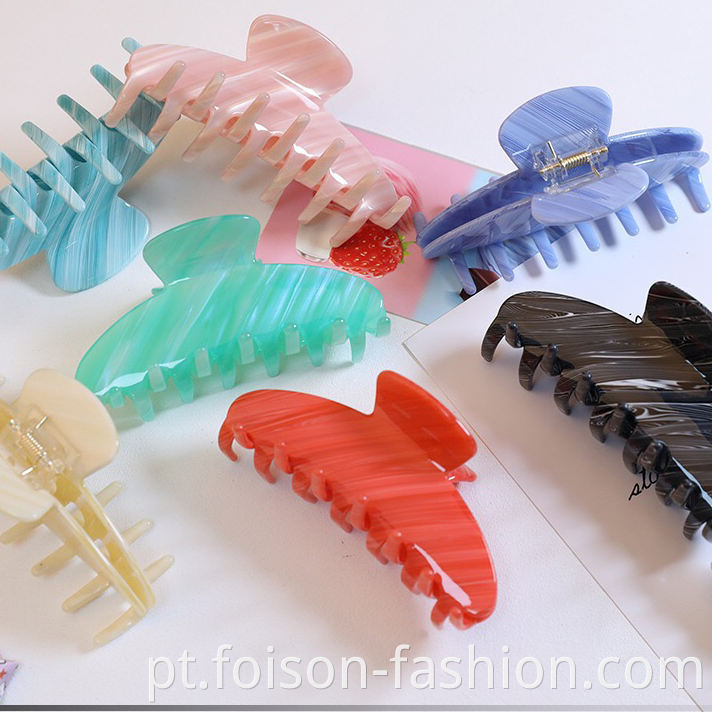 Acetate Hair Claw Girl Hair Clip Japanese Accessories 10cm Jelly Black Stripe Claw Clip5